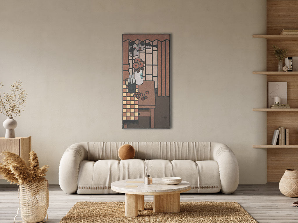 Colorful contemporary oil-on-canvas still life