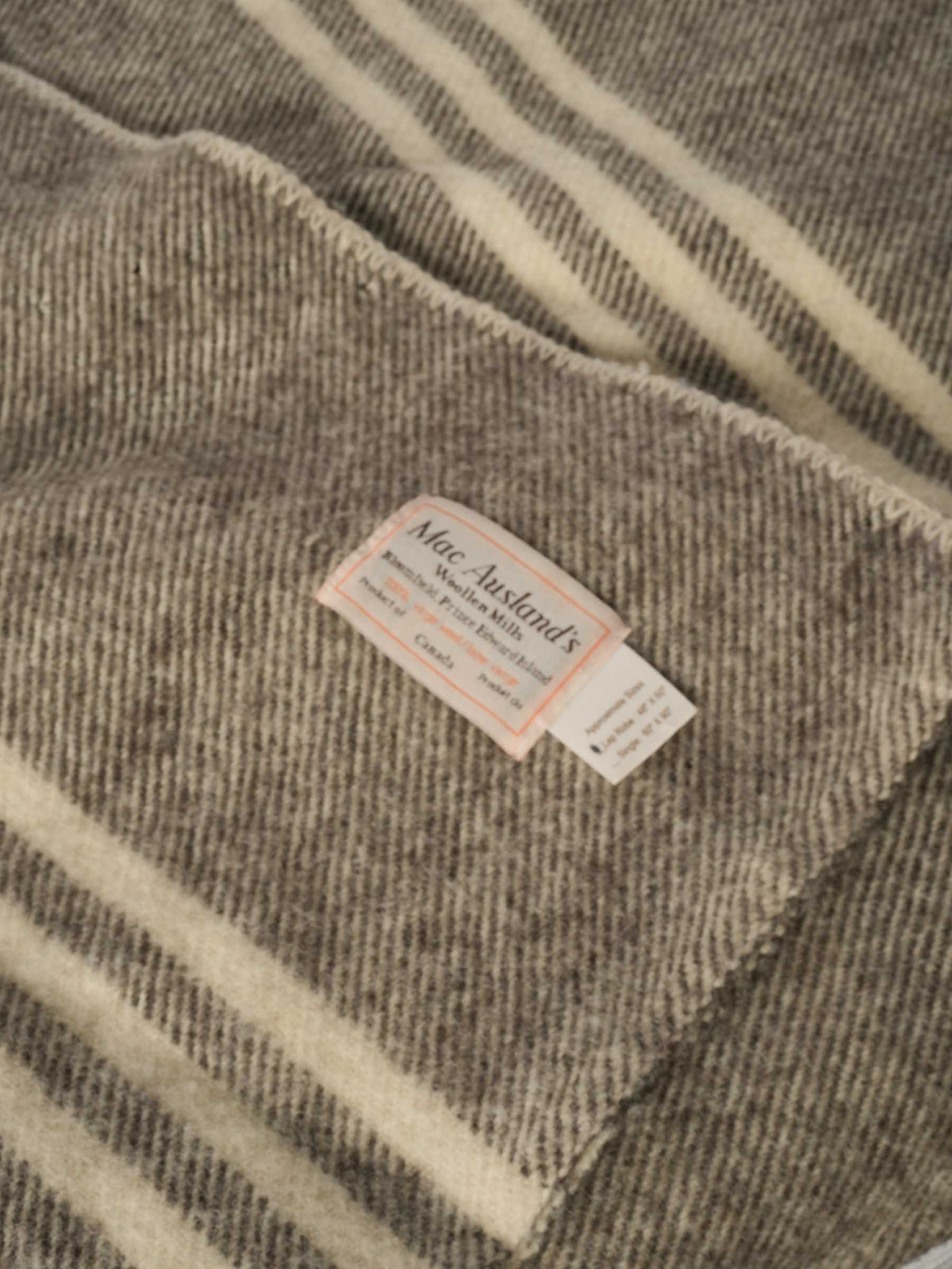 Pair of Vintage Swiss Wool Blankets Green Check and Heathered Gray