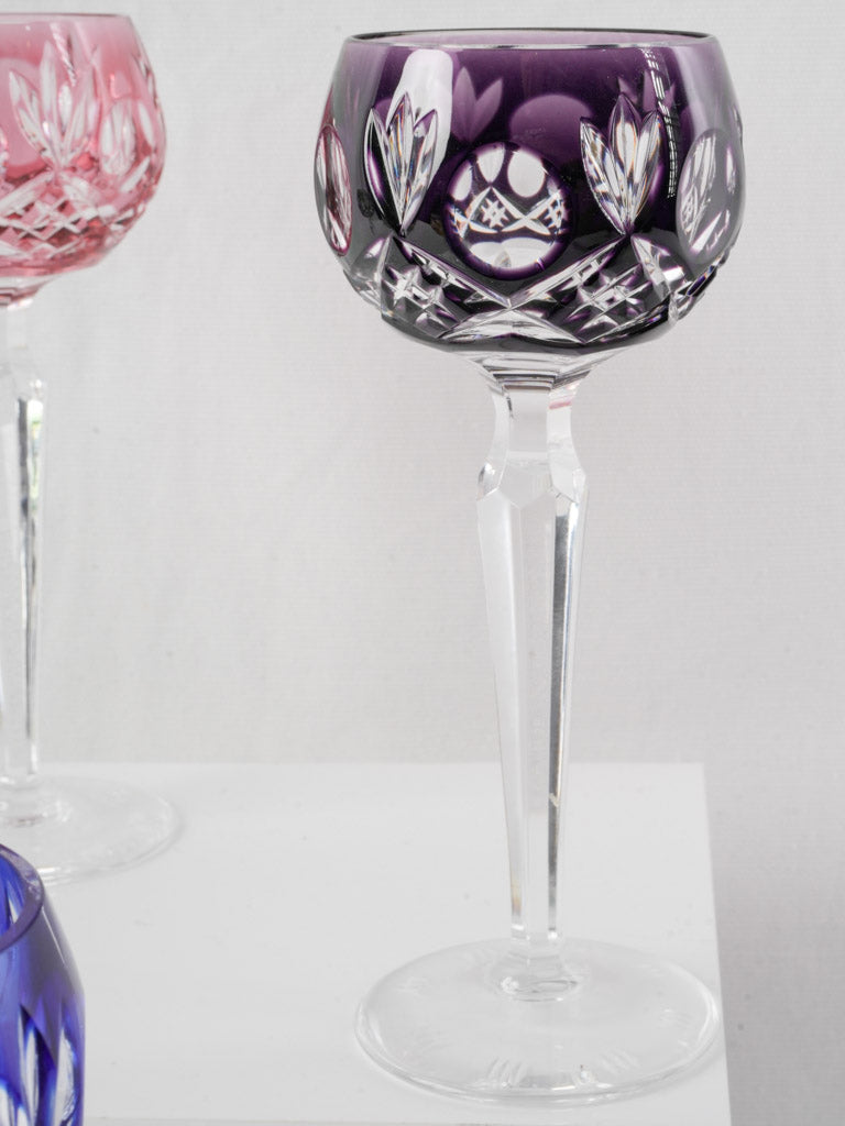 Intricate green cut crystal glassware