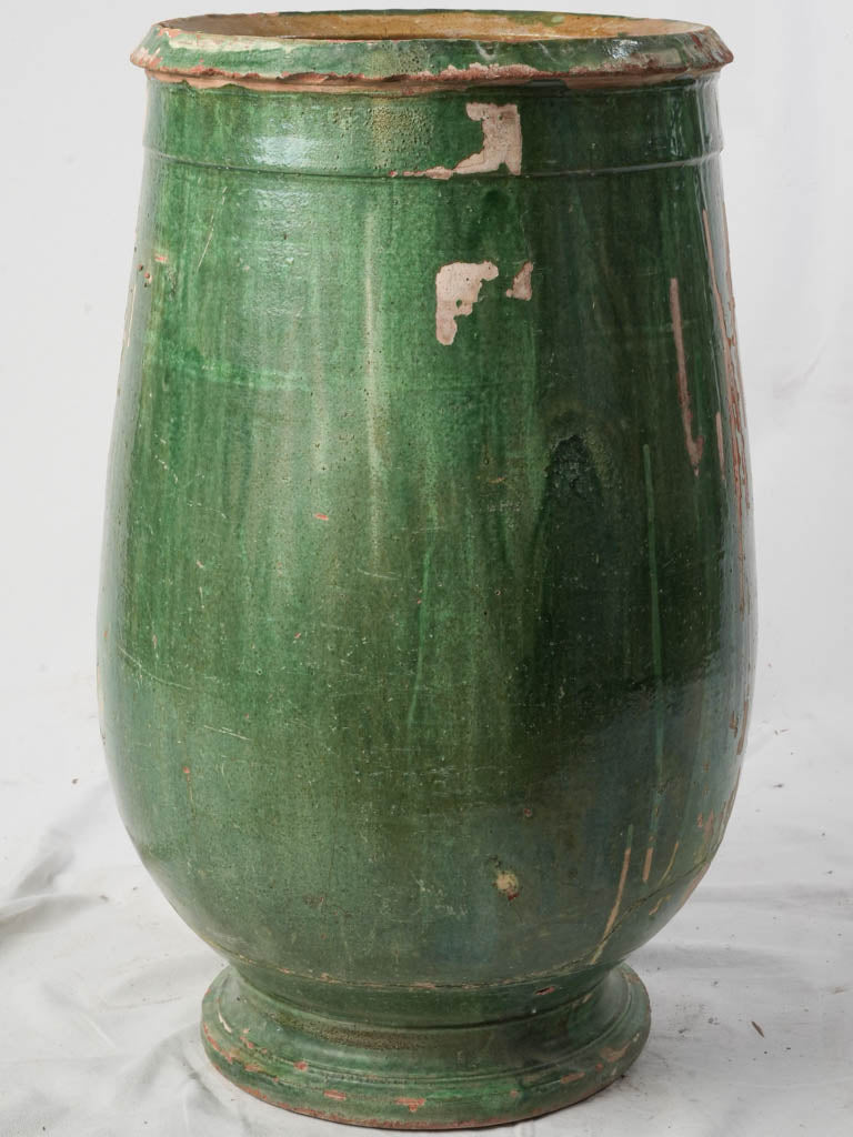 Large Green-Glazed Terracotta Olive Jar From Tornac Circa 1900 - 28¾"