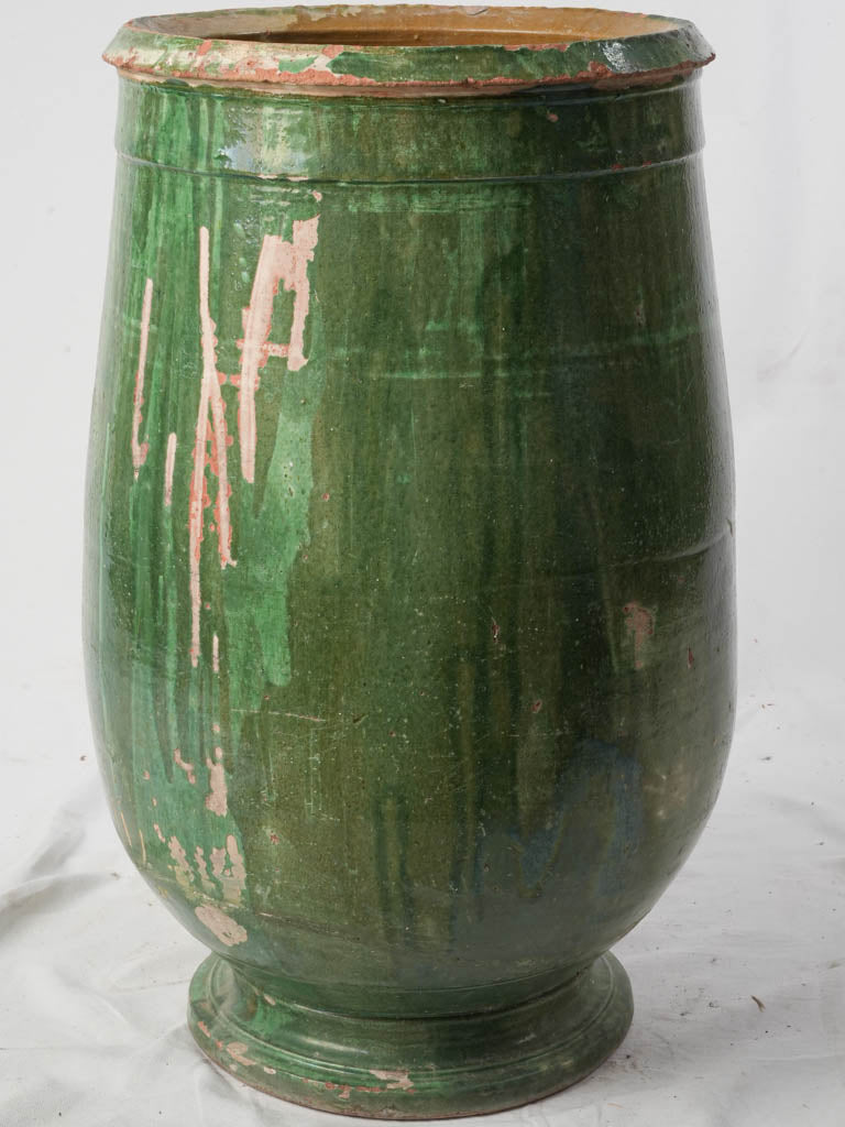 Large Green-Glazed Terracotta Olive Jar From Tornac Circa 1900 - 28¾"