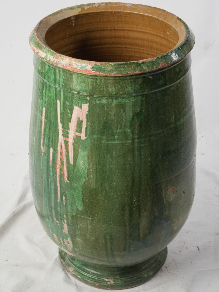 Large Green-Glazed Terracotta Olive Jar From Tornac Circa 1900 - 28¾"