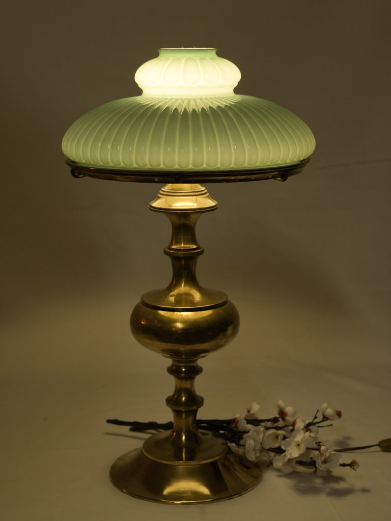 Vintage blue opaline glass lamp