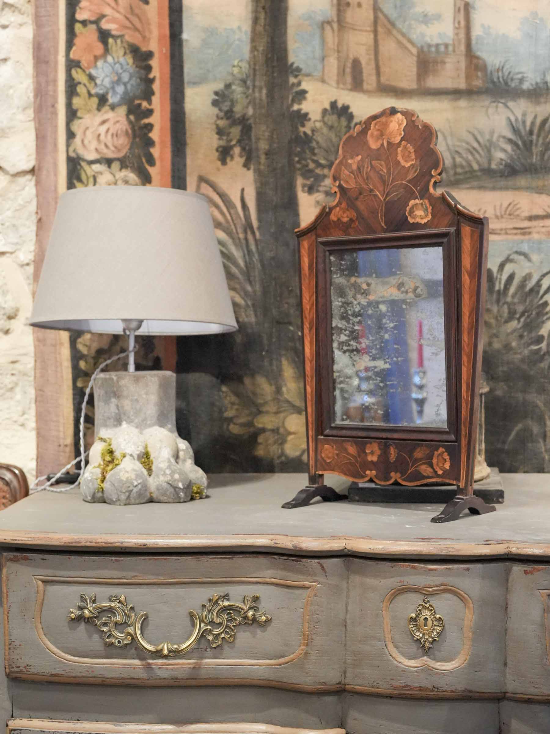 Detailed warm walnut mirror
