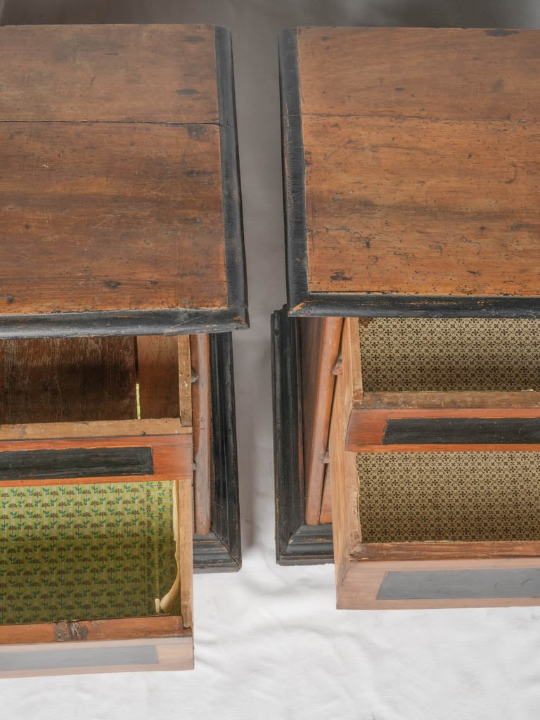 Ornate Italian brass-accented nightstands