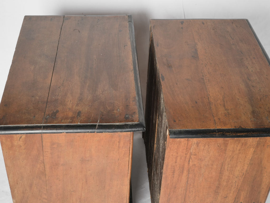 Provincial-style black lacquered nightstands