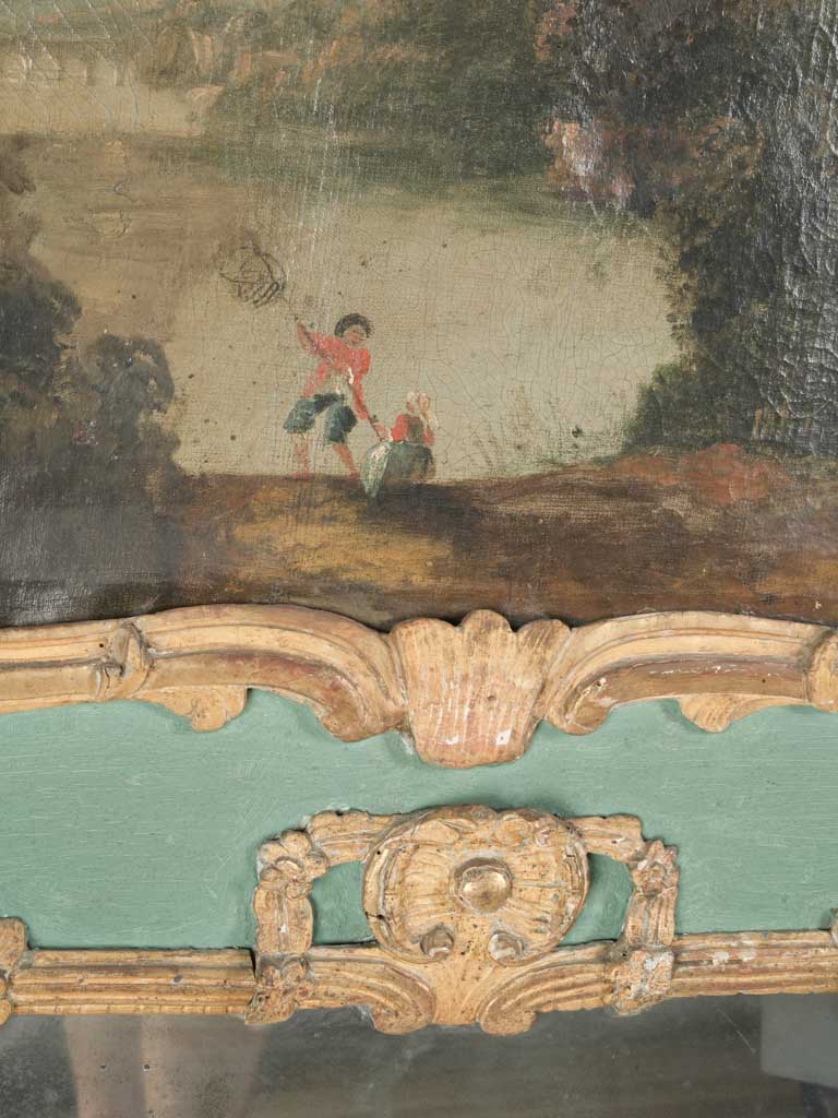 French Louis XV Trumeau Mirror w/ Pastoral Scene - 59¾" x 42½"