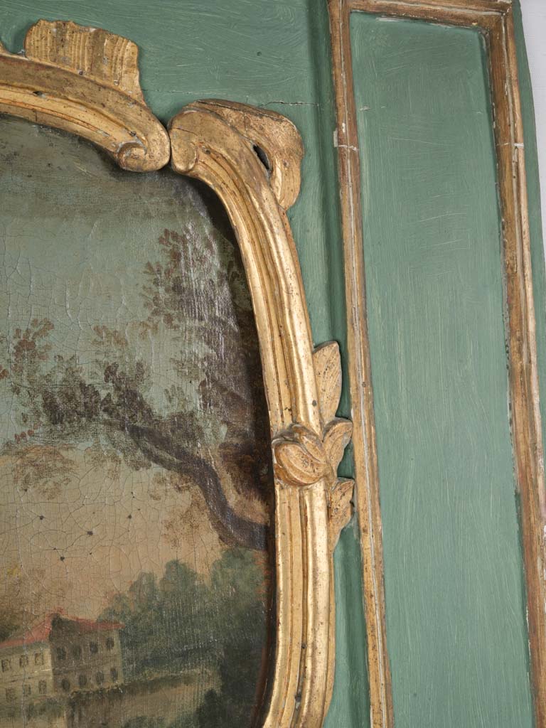 French Louis XV Trumeau Mirror w/ Pastoral Scene - 59¾" x 42½"