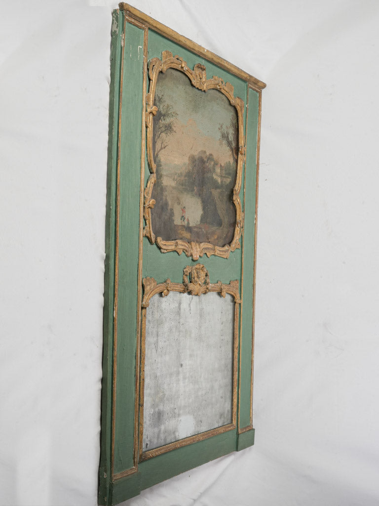 French Louis XV Trumeau Mirror w/ Pastoral Scene - 59¾" x 42½"