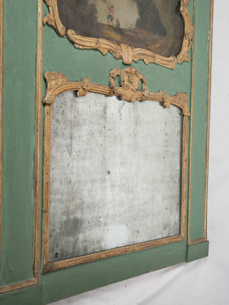 French Louis XV Trumeau Mirror w/ Pastoral Scene - 59¾" x 42½"
