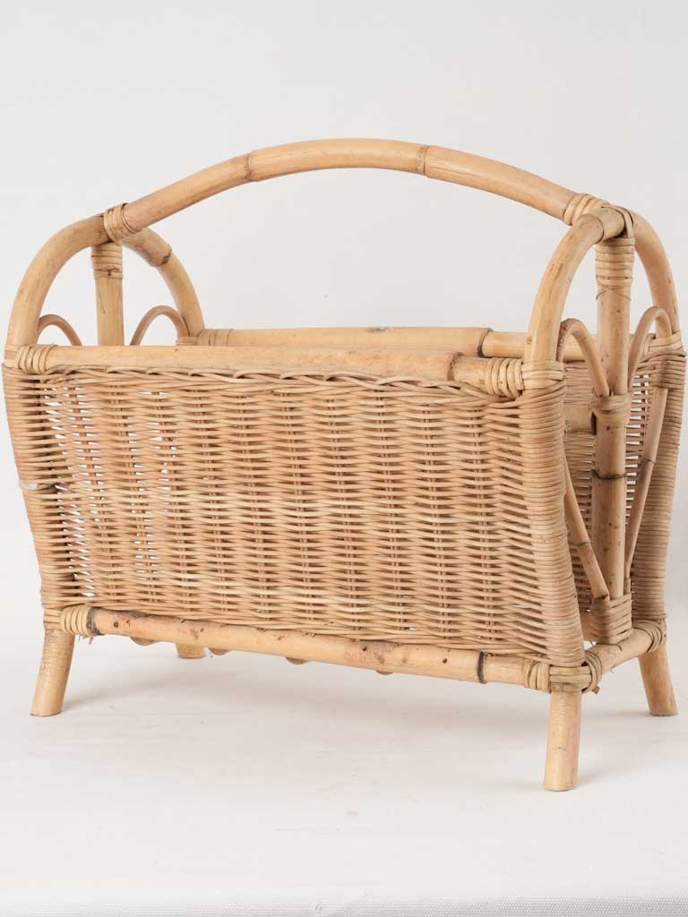 Vintage bamboo wicker magazine rack