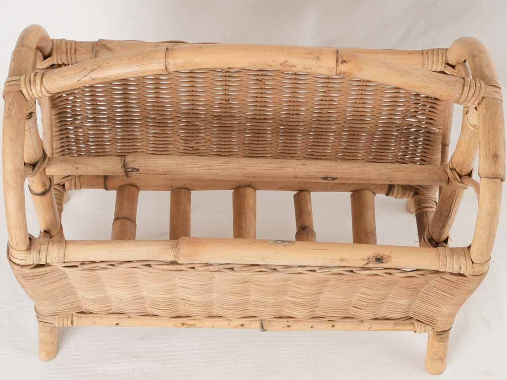 Mid-century woven bamboo publication rack