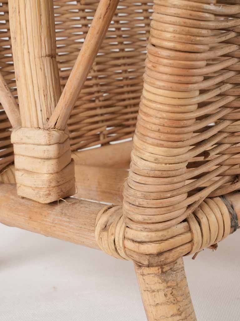 Woven wicker antique magazine basket