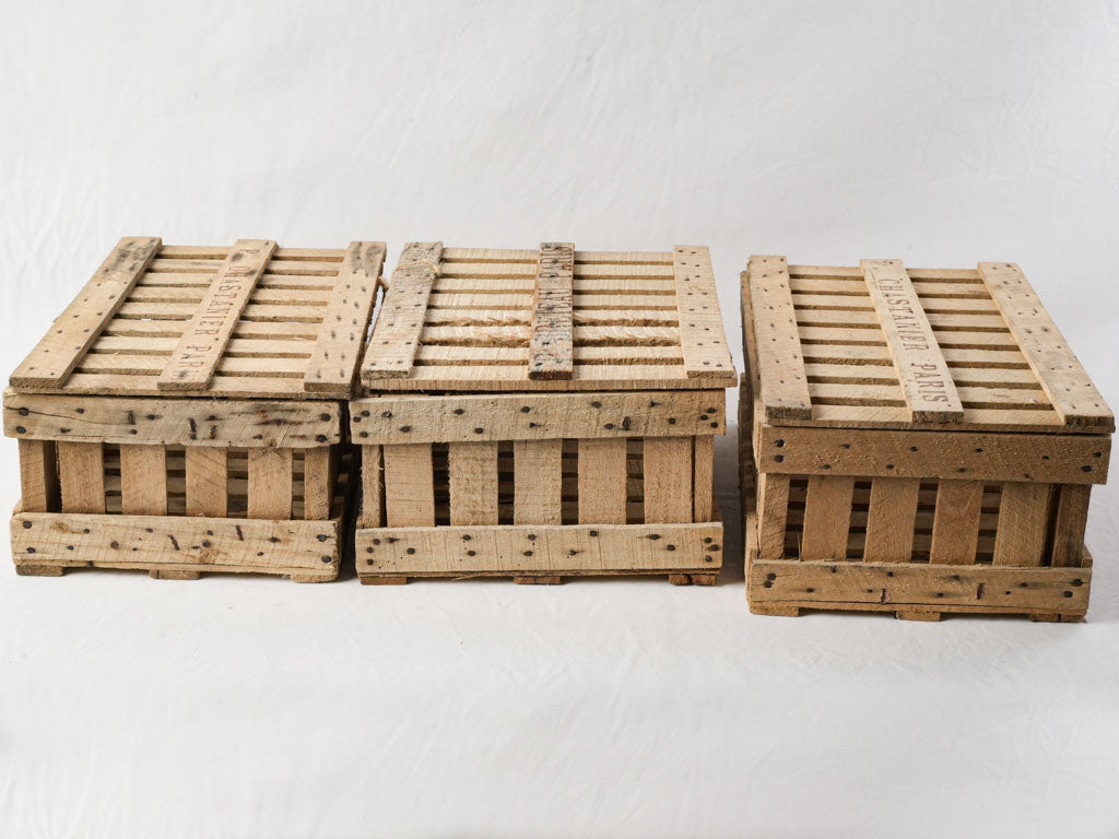 Original inscriptioned log holder crates