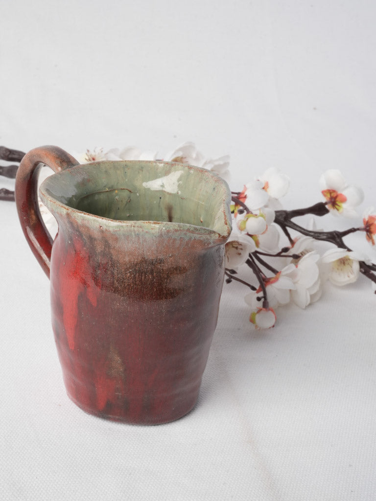 Cloutier Brothers Petite Ceramic Pitcher in Signature Red Glaze Circa 1960