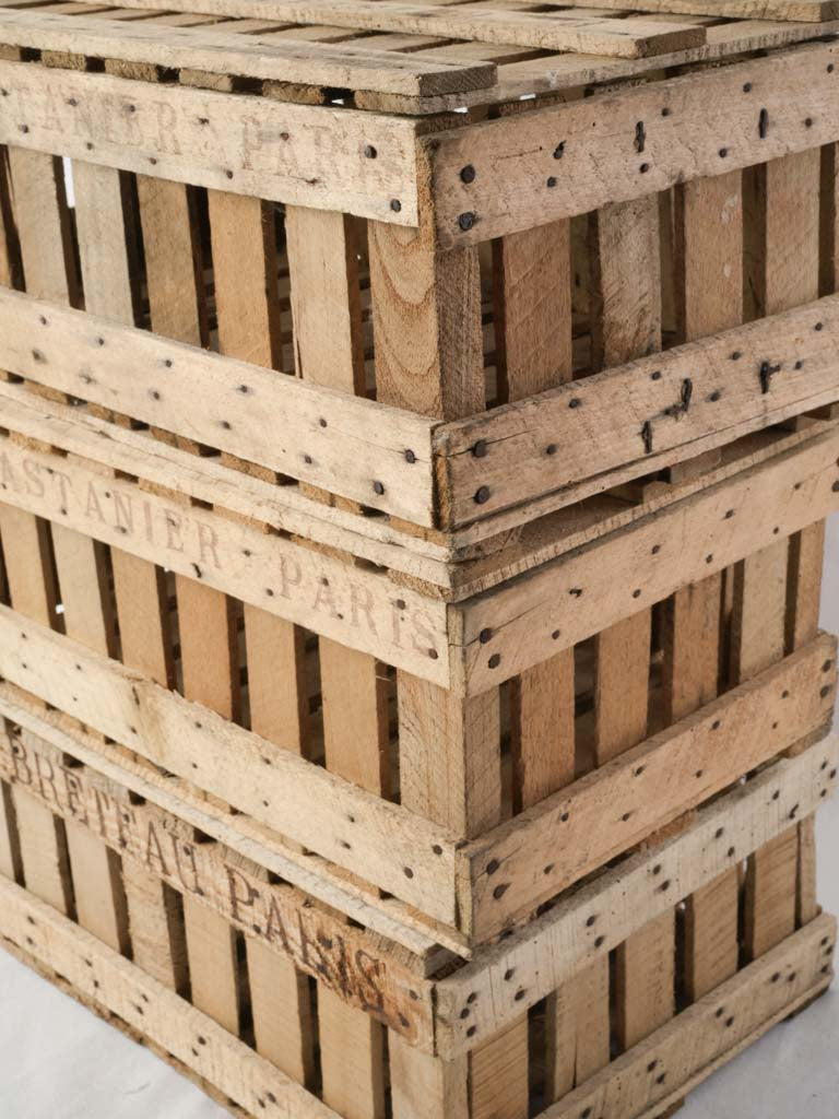 Decorative historical branded Parisian crates