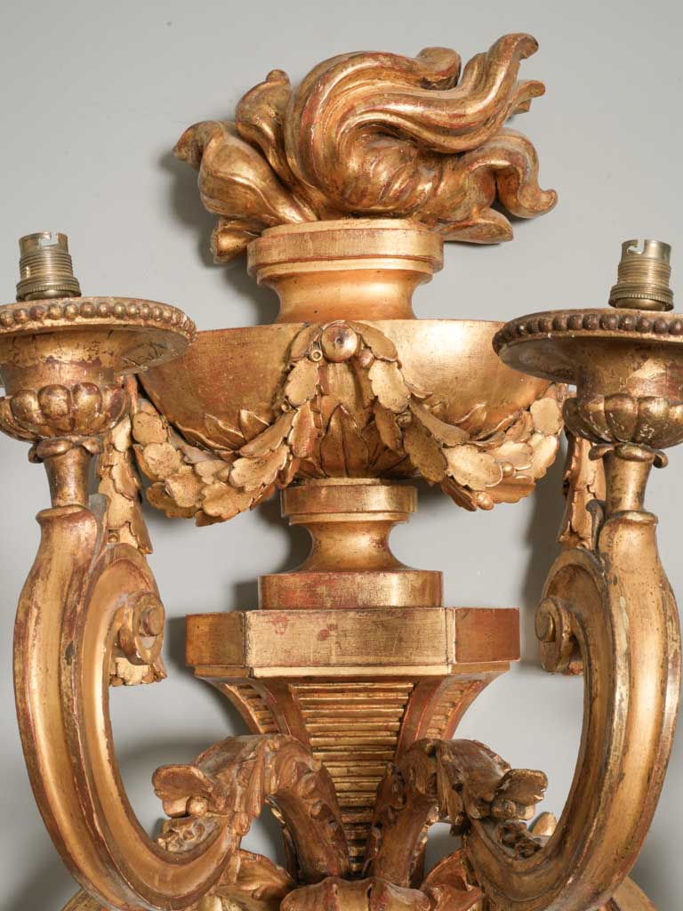 Striking Pair of Monumental 19th-Century French Giltwood Wall Sconces - 41¼" x 29¼"