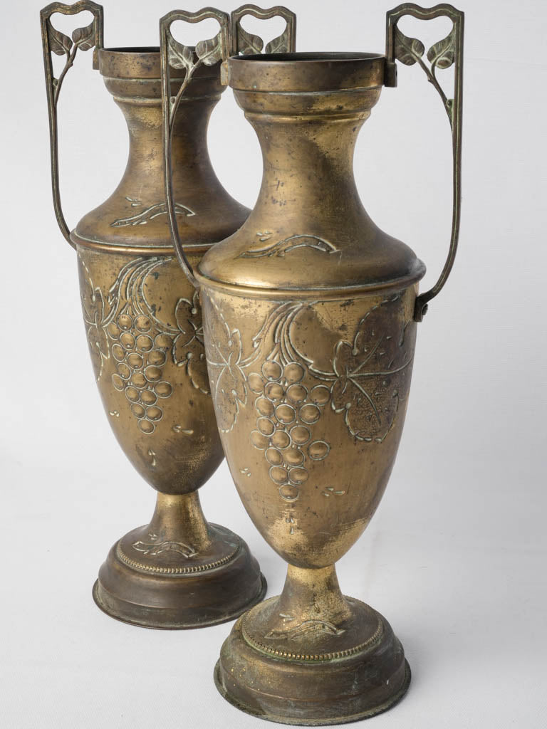 Antique French brass urns duo