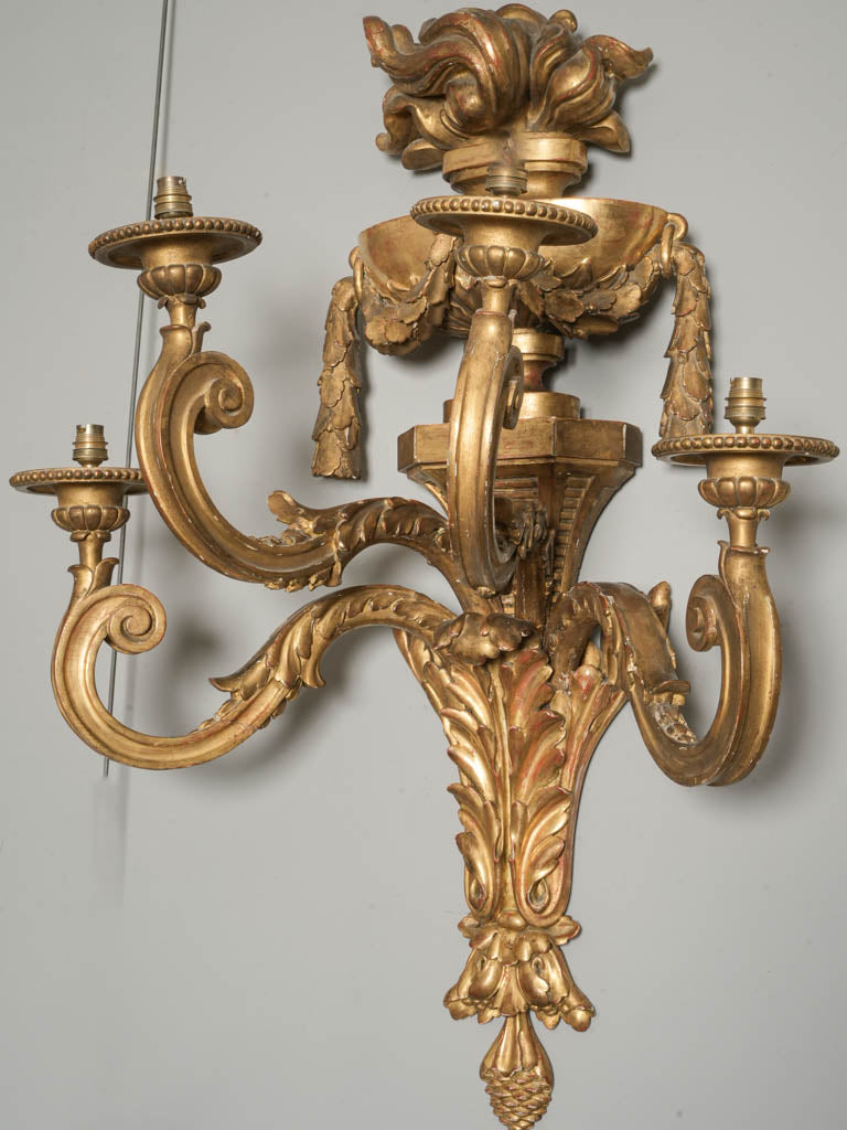 Striking Pair of Monumental 19th-Century French Giltwood Wall Sconces - 41¼" x 29¼"