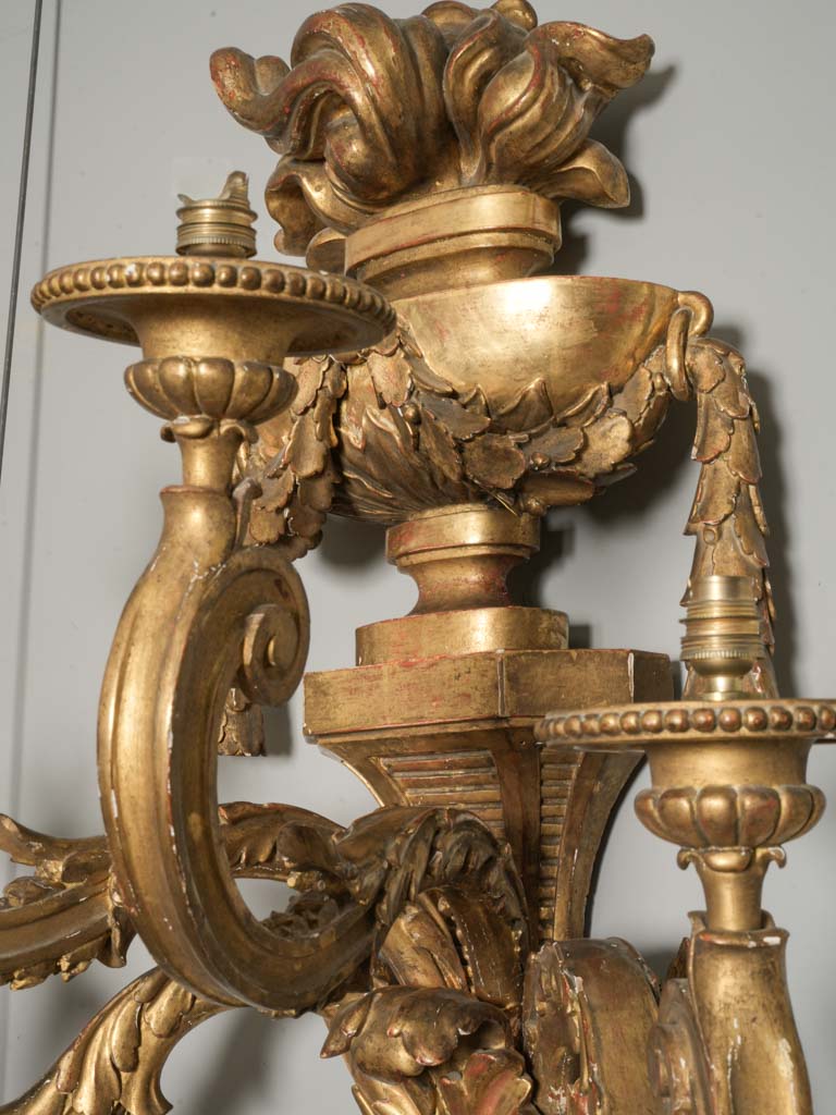 Striking Pair of Monumental 19th-Century French Giltwood Wall Sconces - 41¼" x 29¼"
