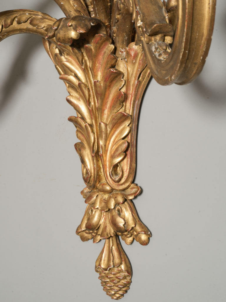 Striking Pair of Monumental 19th-Century French Giltwood Wall Sconces - 41¼" x 29¼"