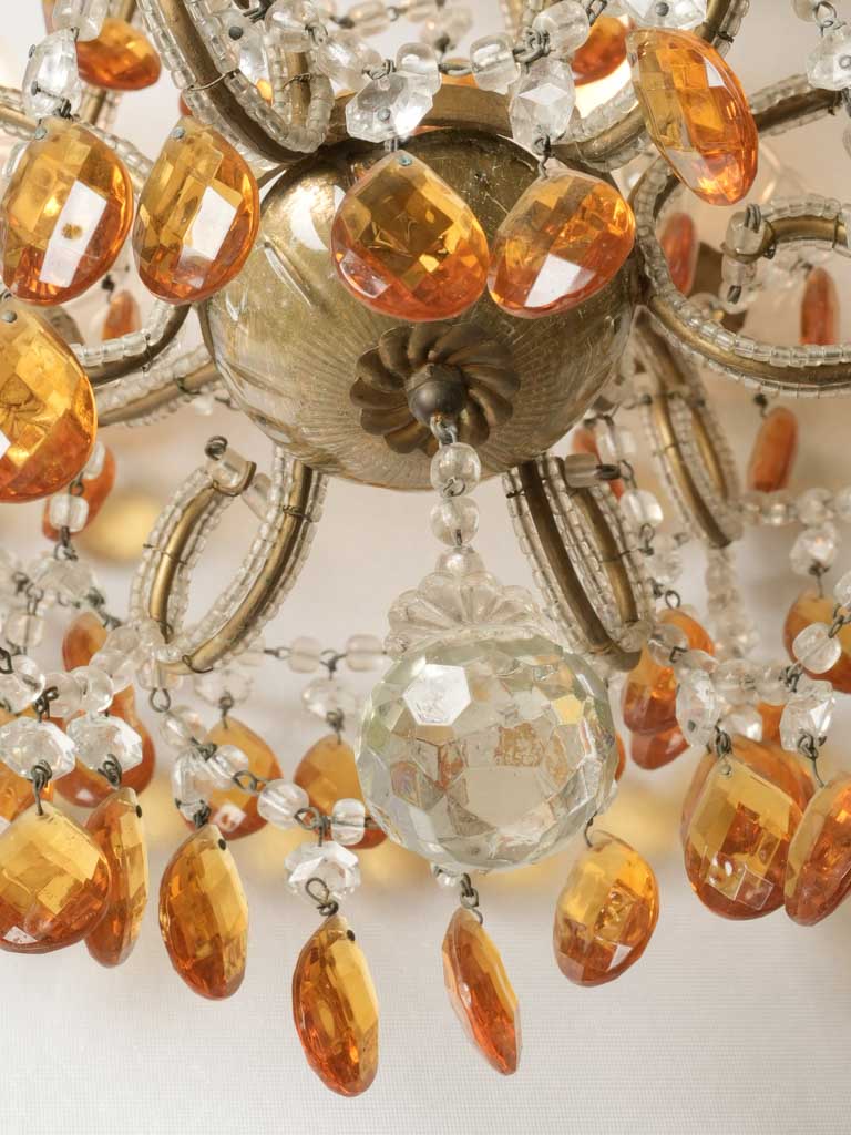 Charming Amber Colored Glass Chandelier