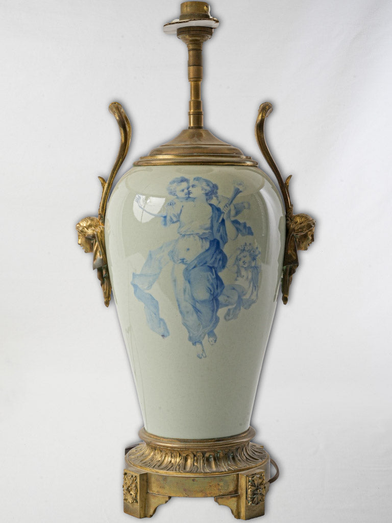 Hand-painted blue motif lamp
