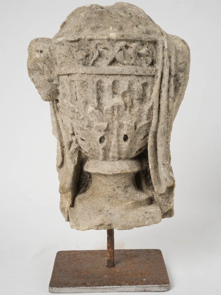 Timeless Patinated Stone Urn Relief Art