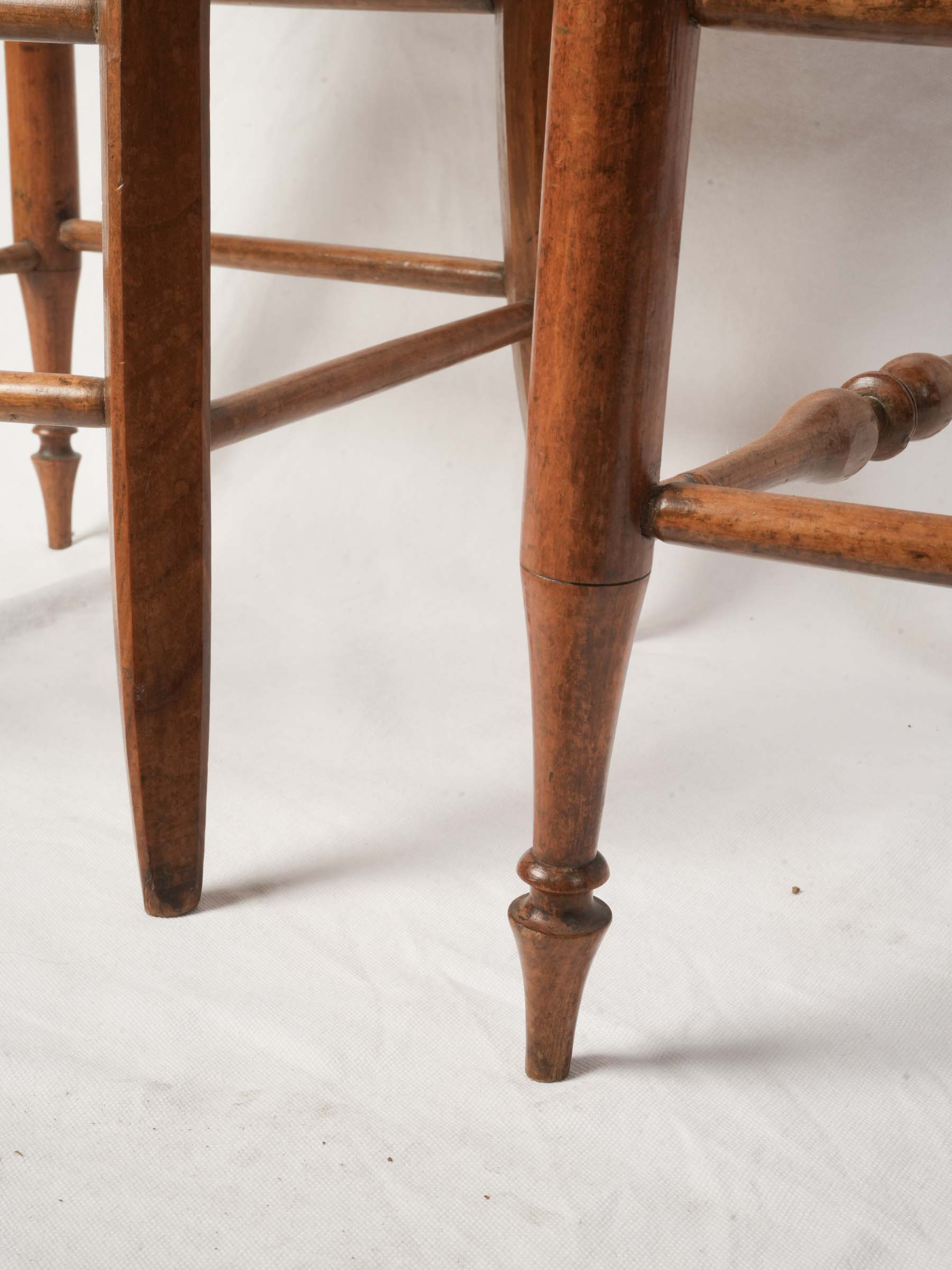 Pair of Provençal Directoire Rush-Seated Chairs w/ Antique Toile Cushions - 34¾" x 16¼"
