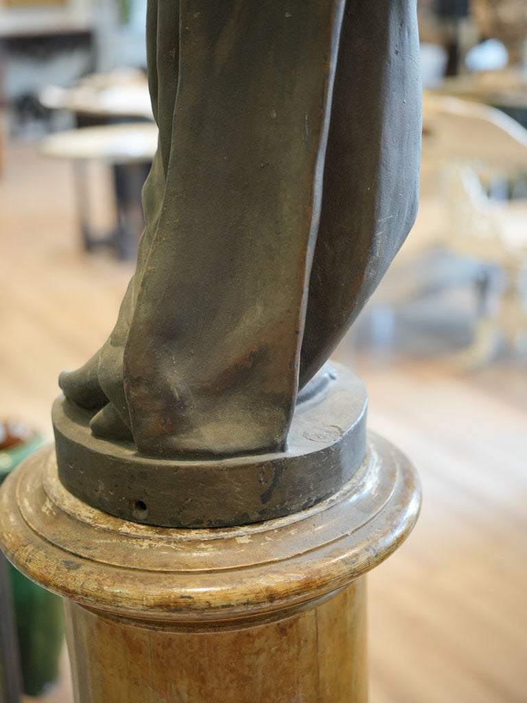 Original faux marble pedestal torchère