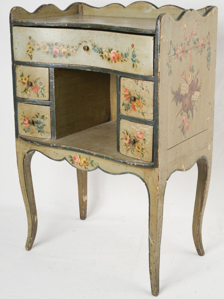 Weathered hand-painted nightstand