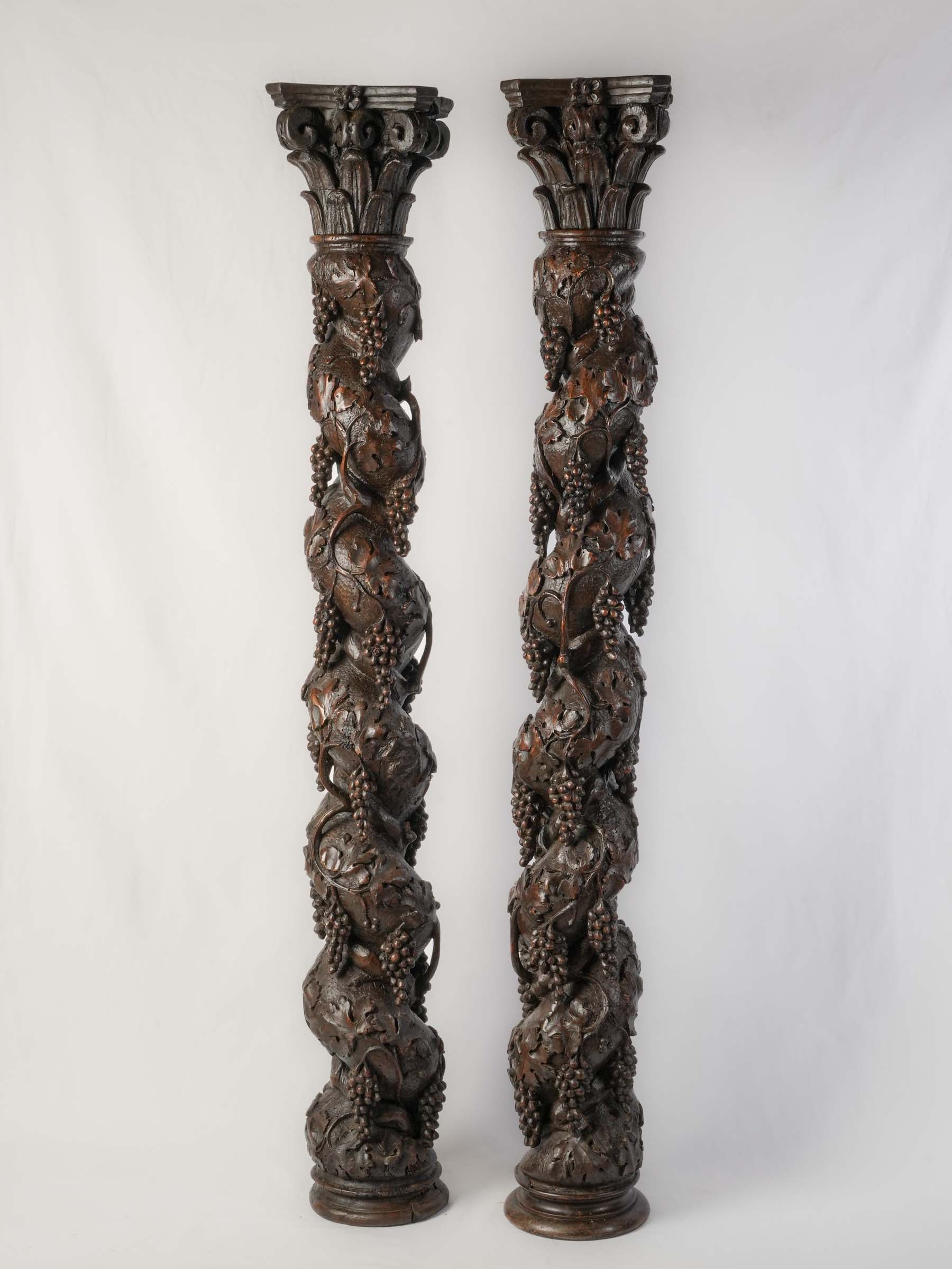 Dark patina grape cluster columns