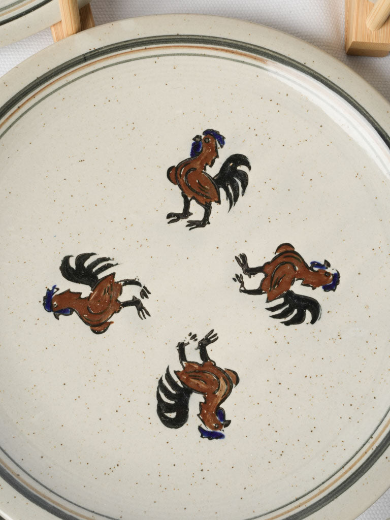 Rustic rooster motif dessert plates