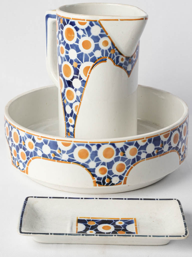 Vintage colorful faience wash set