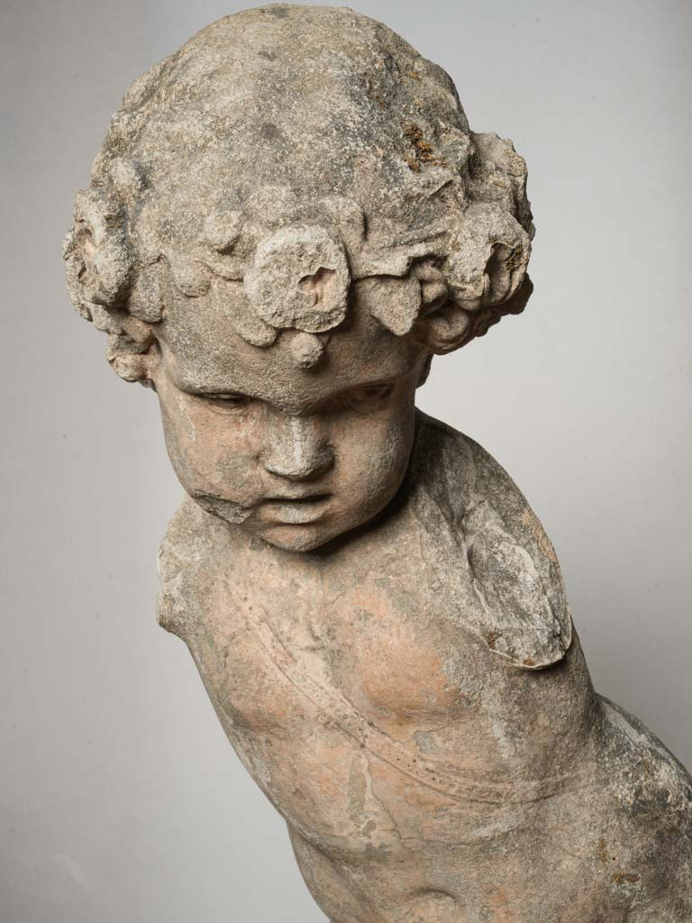 Naturalistic ochre patina garden Cupid