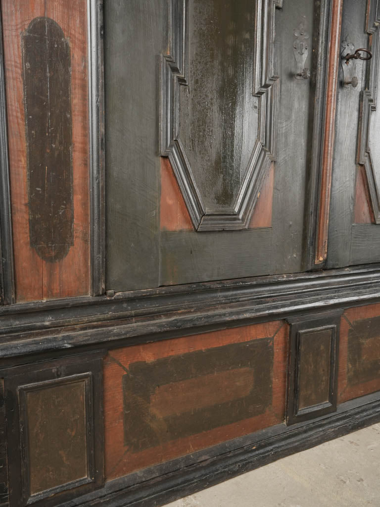 Carved interior hook-lined clothes armoire