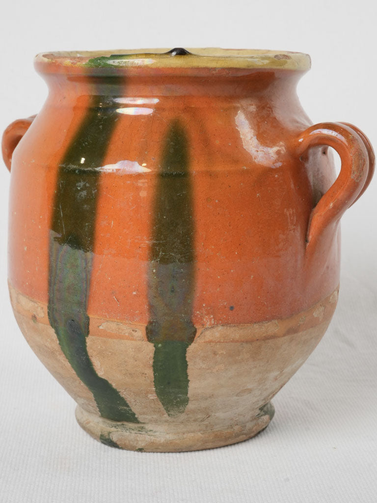 Vintage green-drip terracotta container