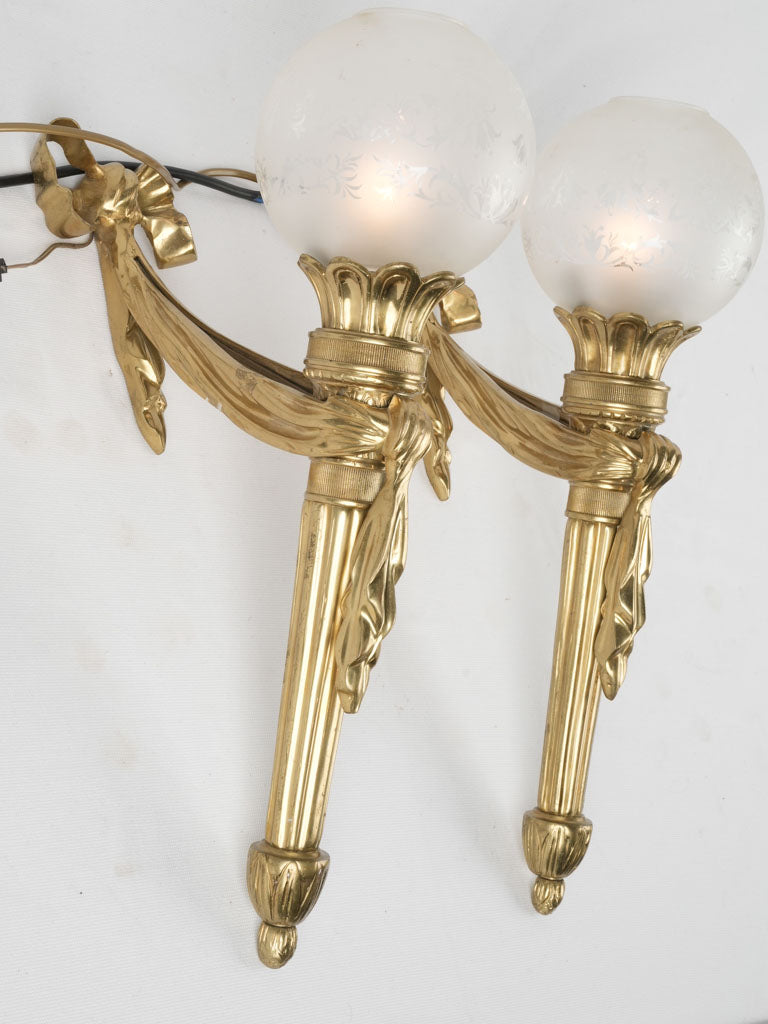 Classic fluted torch gilt bronze sconces