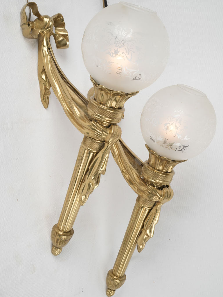 Unique circa 1900 frosted glass globes
