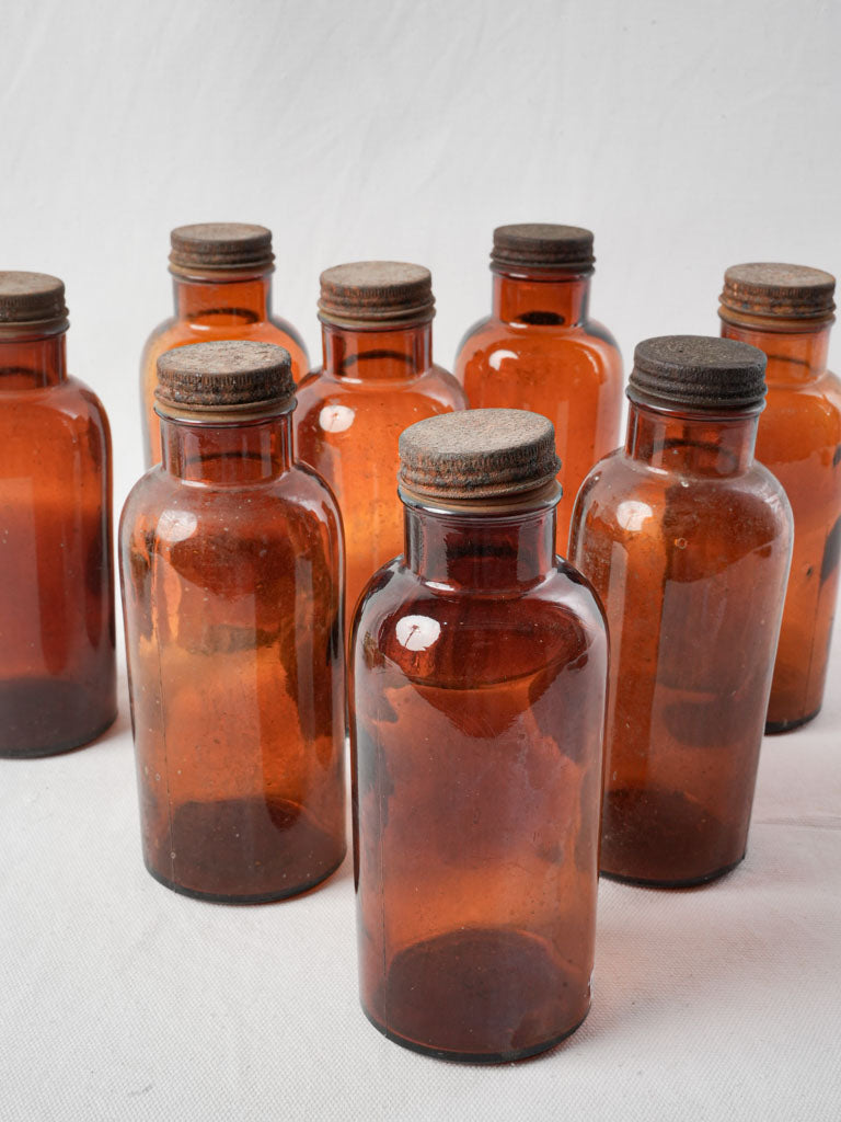 Antique amber glass apothecary bottle