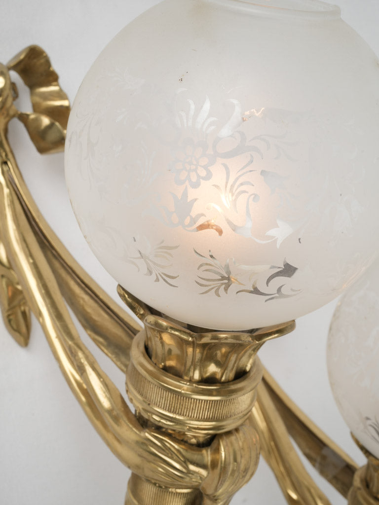 Refurbished 1900s bronze fluted sconces