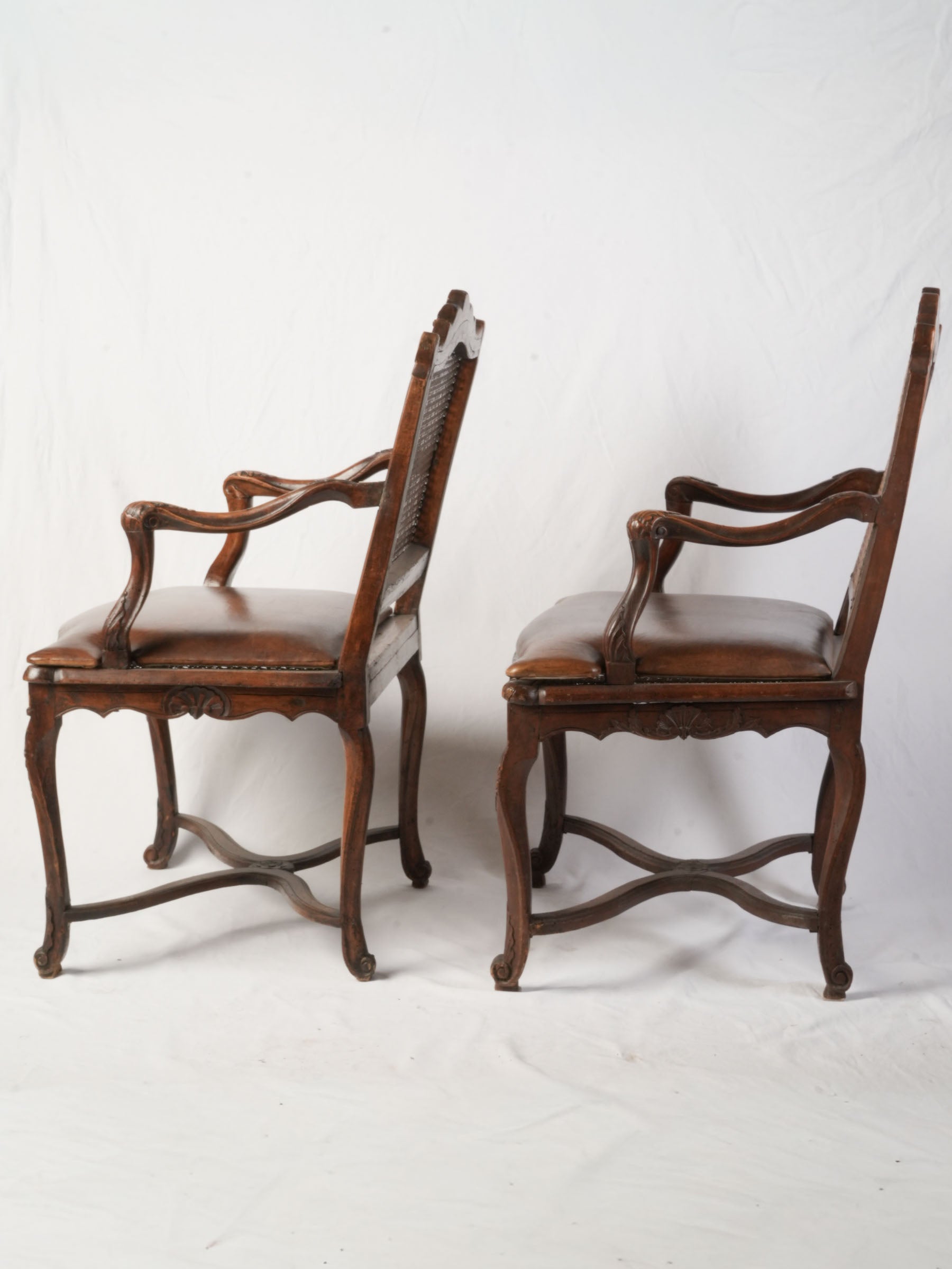 Near Pair of Early 18th Century Régence Caned Armchairs - 37¾" x 25½"