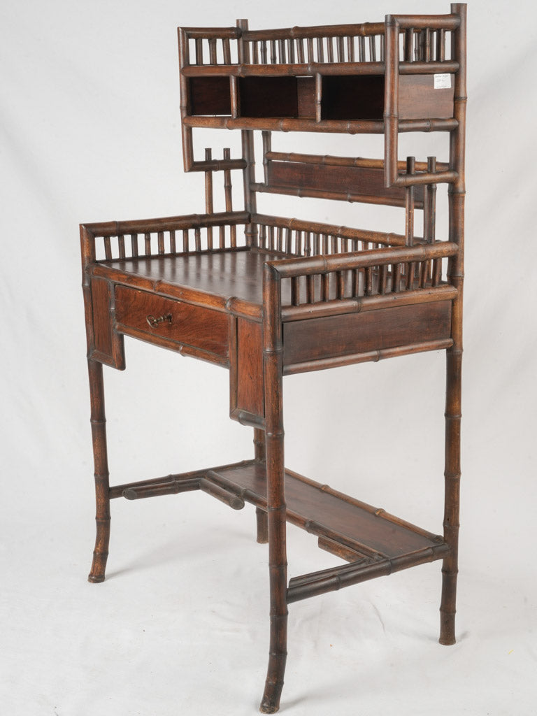 Antique bamboo bonheur-du-jour