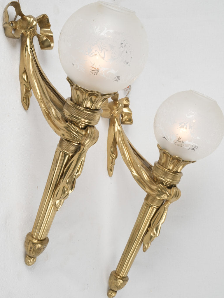 Ornate gilt bronze Louis XVI-style sconces