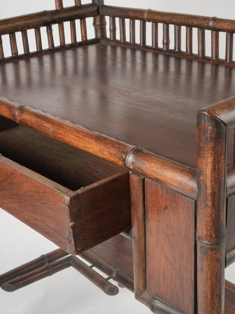 Intricate openwork bamboo vanity