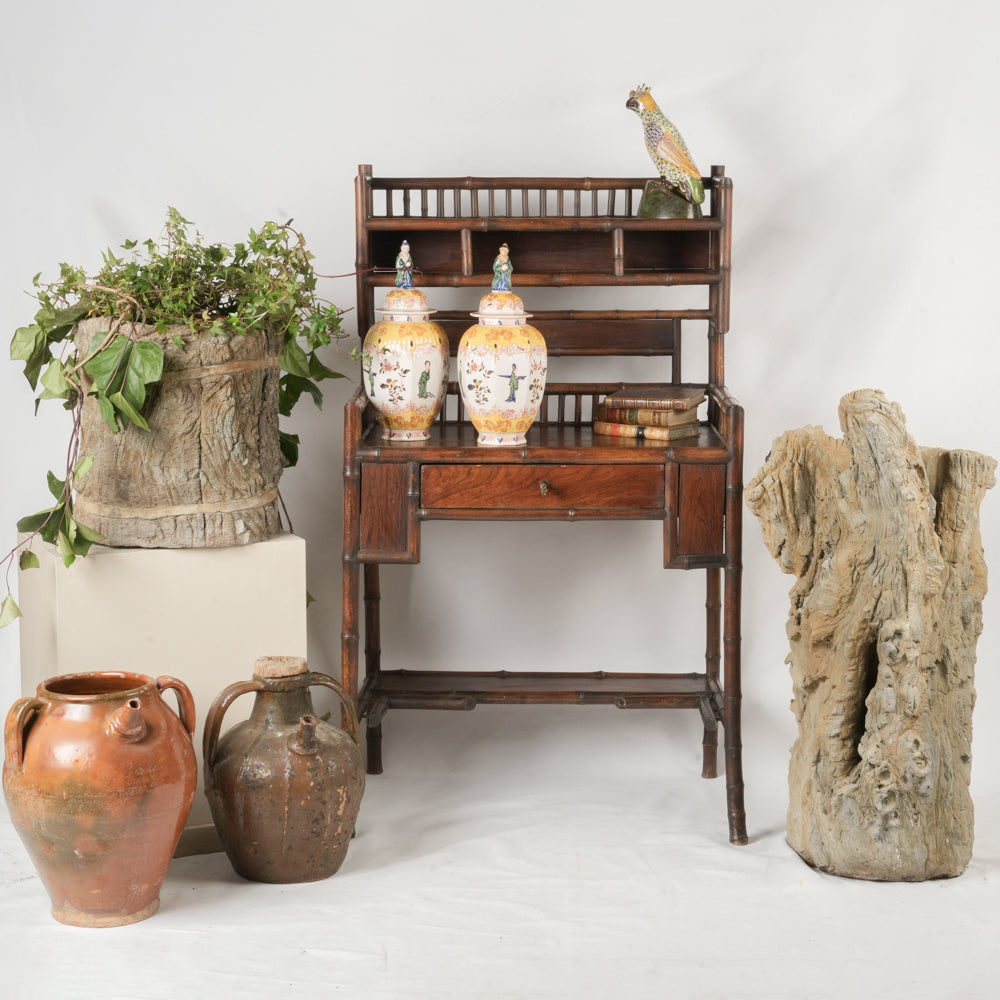 Warm-toned bamboo writing desk
