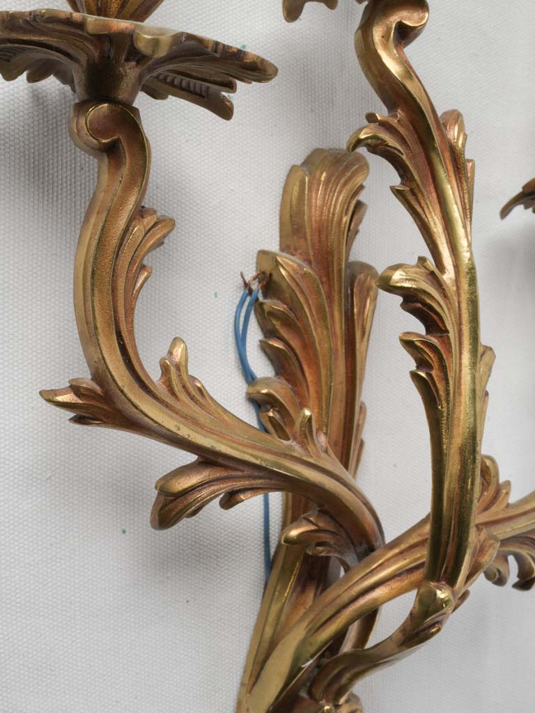 Pair of Antique French Gilt Bronze Wall Sconces – Louis XV Style 22½"