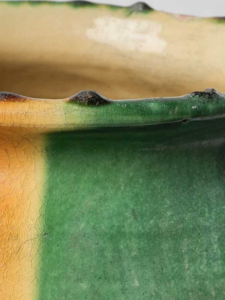 Large Provençal Confit Pot w/ Beautiful Bi-Color Glaze - 13"