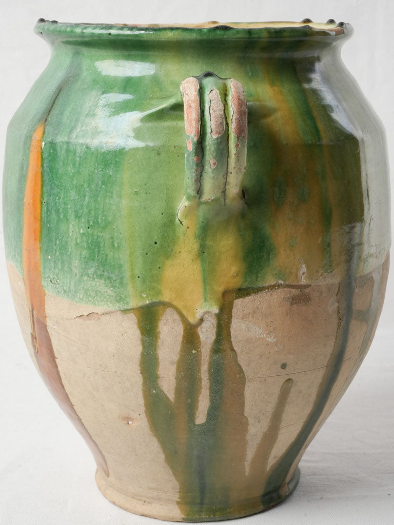 Large Provençal Confit Pot w/ Beautiful Bi-Color Glaze - 13"