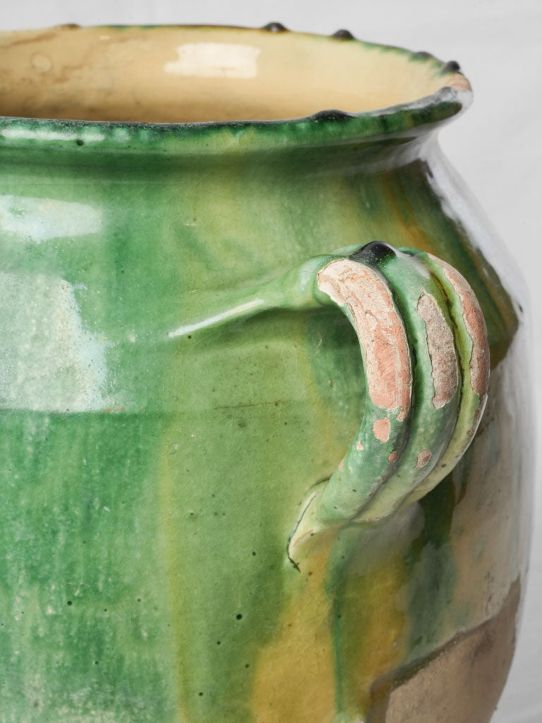 Large Provençal Confit Pot w/ Beautiful Bi-Color Glaze - 13"